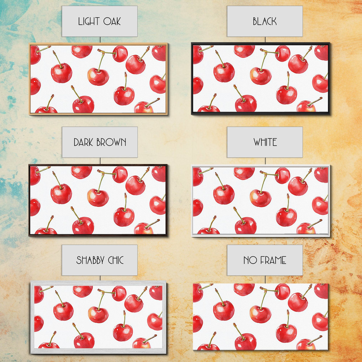 Preppy Cherry Wall Art Framed Canvas Print - Kitchen Wall Art - Dining Room Wall Art - Loft Decor - Cute Wall Art - Cutesy Home Decor