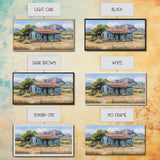 Abandoned Cabin In The Nevada Desert - Framed Canvas Print - Kitsch Wall Art - Desert Landscape Painting - Barn Oil Painting - Desert Art