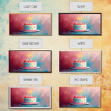 Birthday Cake Wall Art Canvas Print, Preppy Home Decor, Dining Room Wall Art, Kitchen Wall Art, Kitchen Food Painting