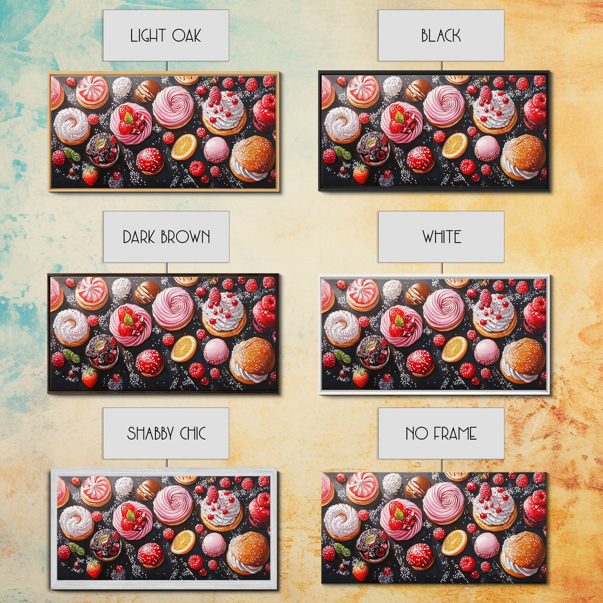 Donuts and Deserts Oil Painting Print, Canvas Art, Bakery Wall Art, Bakery Decor, Kitchen Wall Art