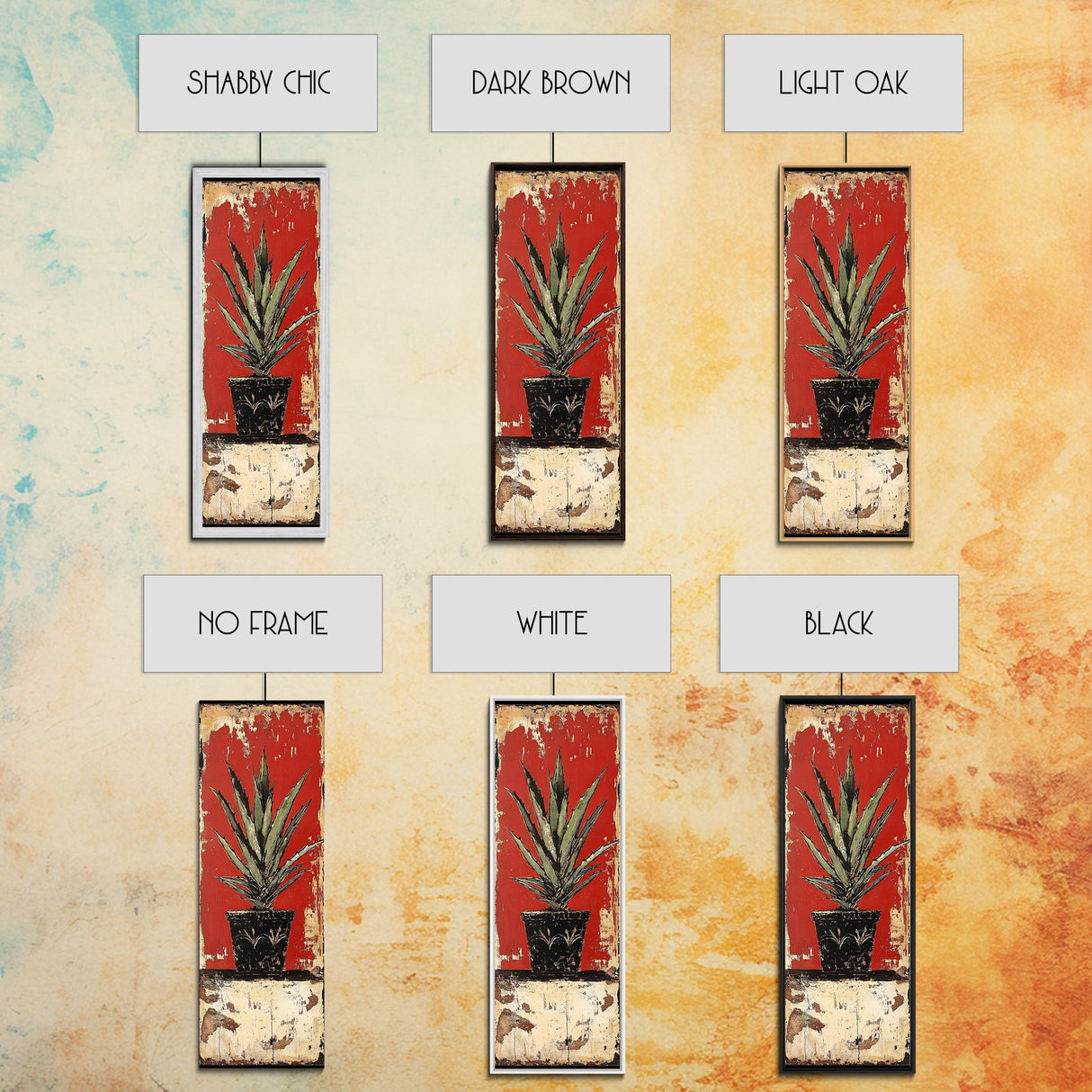 Agave Plant in Red Pot Canvas Print Southwest Wall Art Rustic Decor Botanical Prints Bold Colors Living Room Art