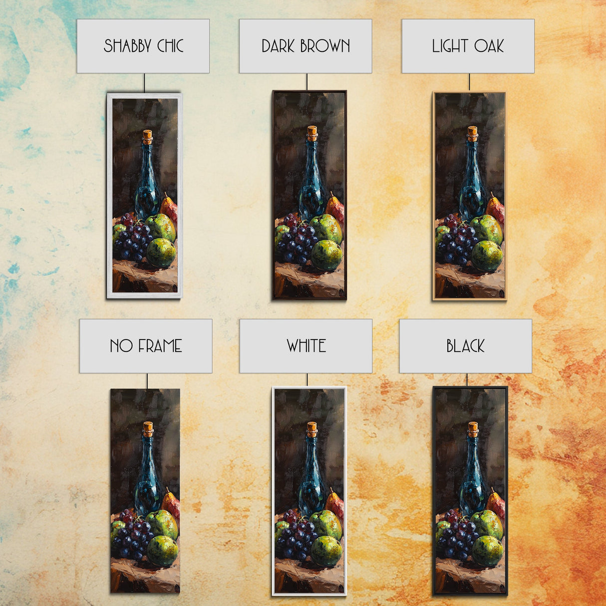 Restaurant Wall Art Still Life Oil Painting Print, Wine Bottle Painting, Tall Narrow Wall Art, Skinny Tall Art, Kitchen Decor, Wine Cellar Art