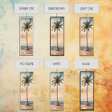 Framed Canvas Print Coastal Palm Tree Art, Sunset Beach Scene, Tropical Coastal Wall Art, Nautical Decor, Skinny Wall Art Gift Idea