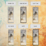 Framed Canvas Print Moody Palm Tree Painting, Coastal Landscape Art, Wabi Sabi Art, Above Sofa Wall Decor, Rustic Beach Scene Print