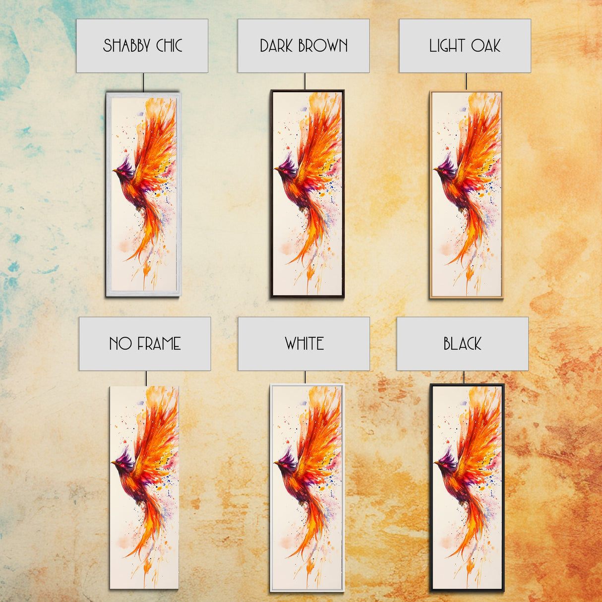 Watercolor Phoenix in Majestic Flight with Stunning Detail – Inspiring Firebird Canvas Print, Perfect Wall Art for Bedroom or Study Spaces