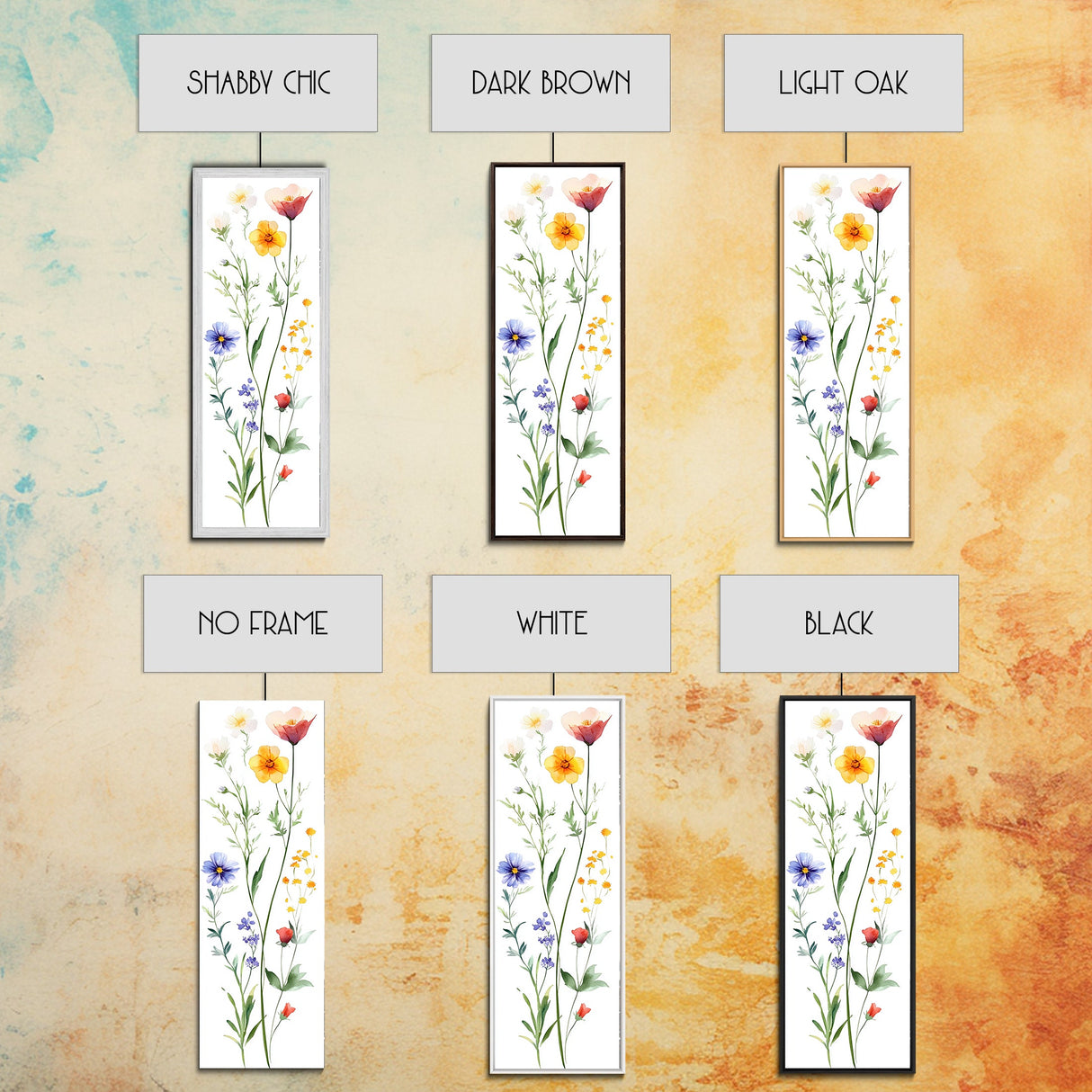 Boho Floral Botanical Print - Framed Canvas Print with Delicate Watercolor Wildflowers for Nature-Inspired Wall Art