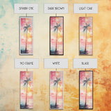 Palm Tree at Sunset Framed Canvas Print, Coastal Oil Painting, Coastal Decor, Tall Narrow Art, Accent Piece Wall Art, Coastal Landscape Art
