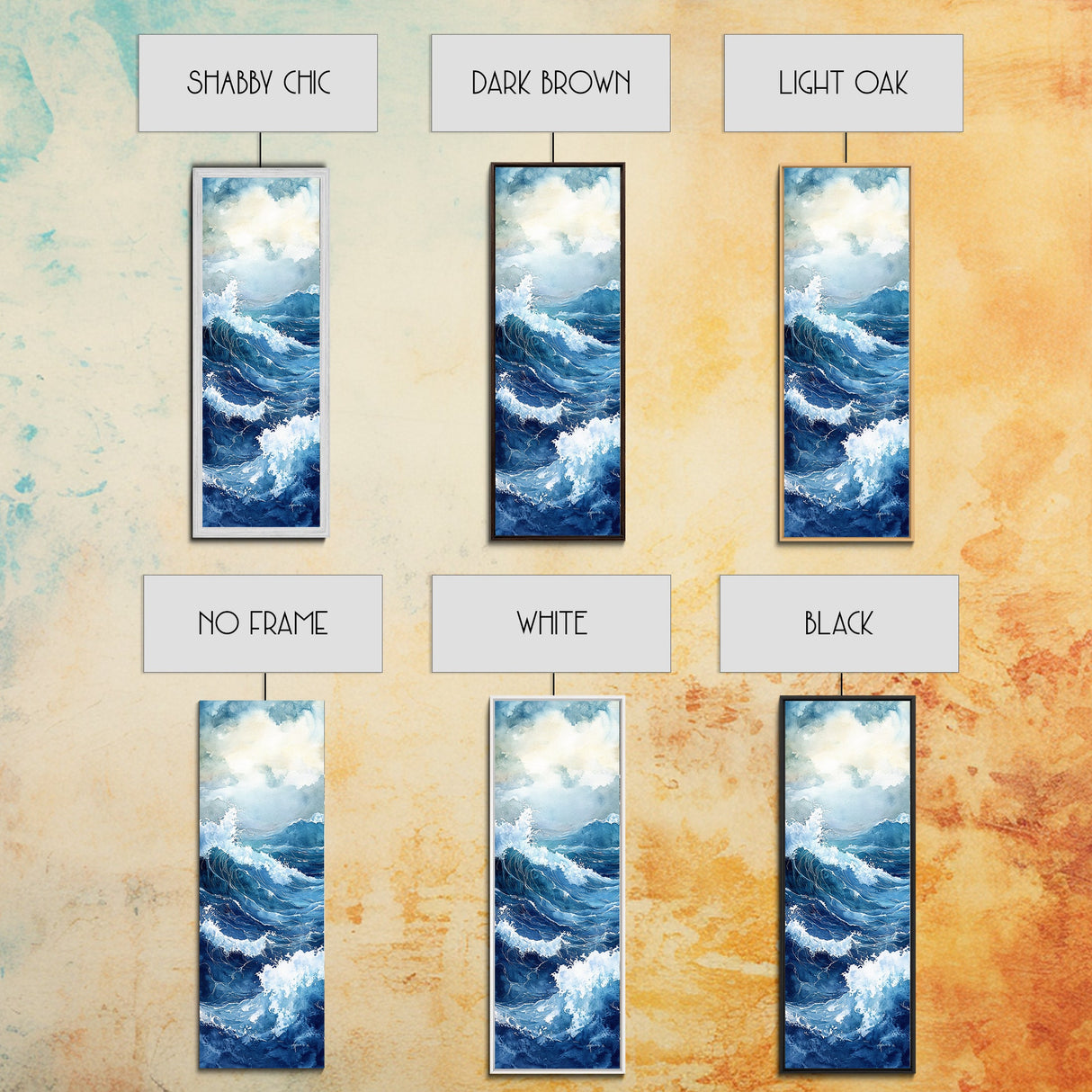 Ocean Waves Canvas Print Coastal Wall Art Nautical Decor Seascape Painting Above Bed Art Living Room Art Blue Green Wall Gift