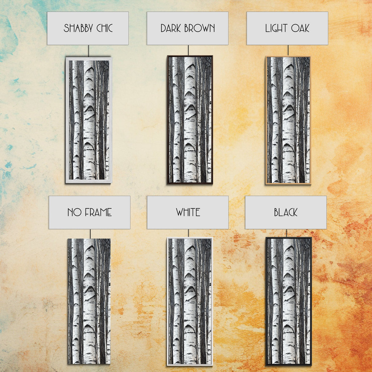 Birch Tree Forest Framed Canvas Print Rustic Nature Wall Art Farmhouse Rustic Bedroom or Living Room Decor