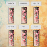 Lantern Glow Canvas Print, whimsical Moroccan wall art with light pink tones and floral accents, tall skinny vertical wall art piece.