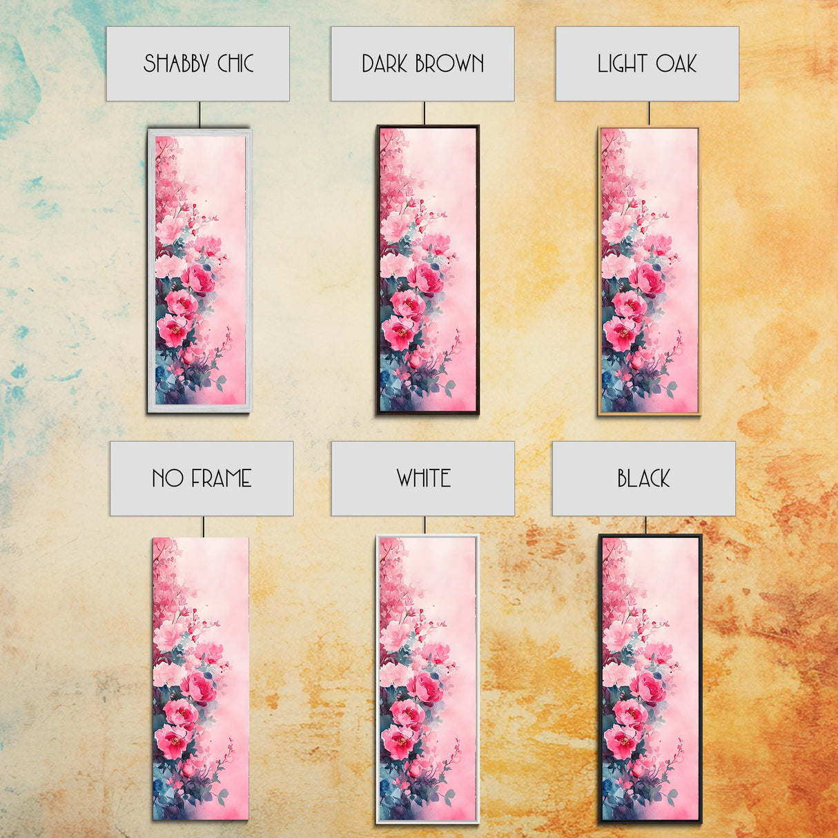 Romantic Rose Painting Framed Canvas Print with Light Pink Wall Art Featuring Cherry Blossom Details and Cozy Bedroom Decor Accents