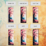 Cherry Blossom Tree Framed Canvas Print, Moody Pink Wall Art, Japanese Botanical Artwork, Vertical Minimalist Decor, Gift Idea