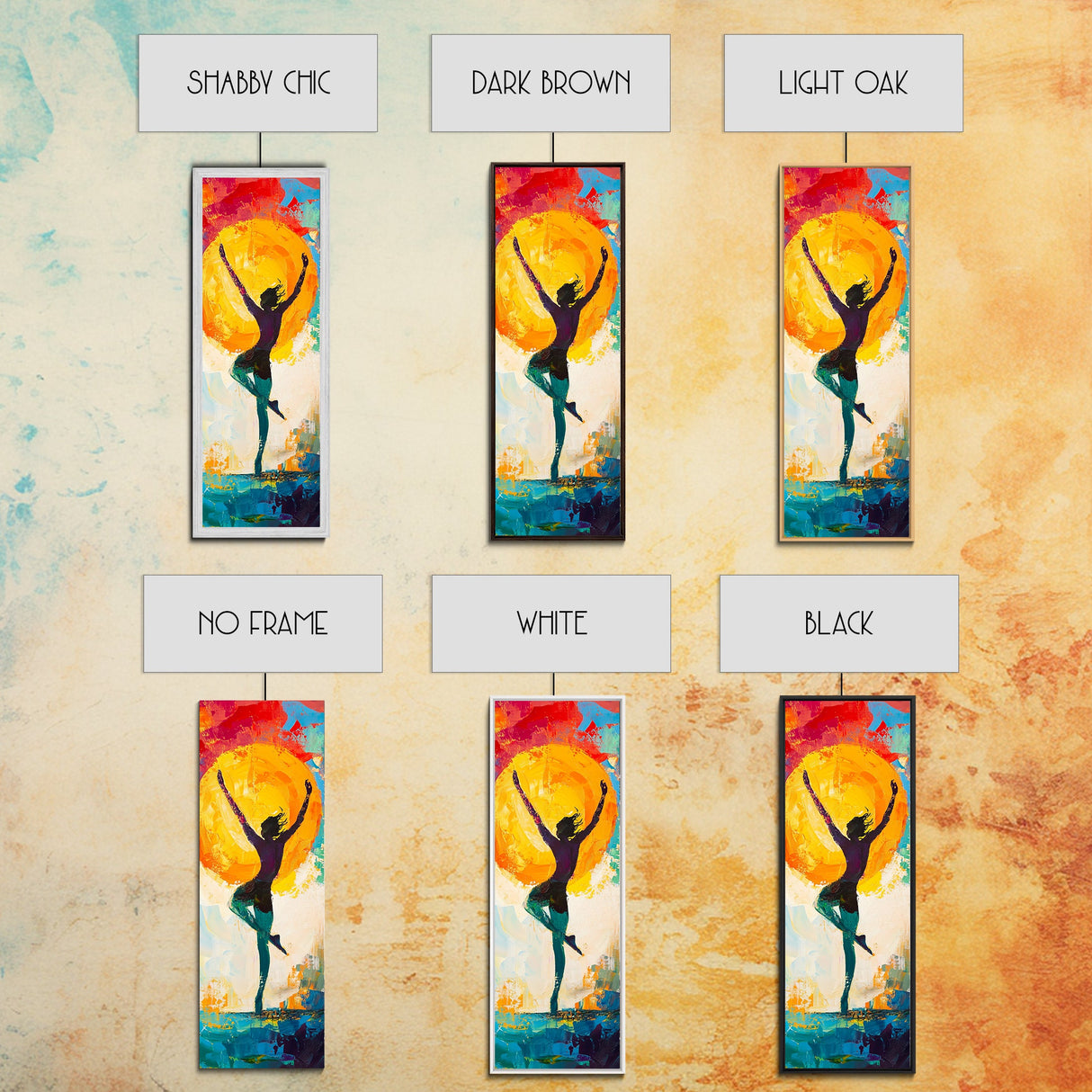 Sunset Dance Painting Canvas Print Boho Art Vibrant Sunset Colors Vertical Artwork Coastal Cowgirl Wall Art Gift Idea