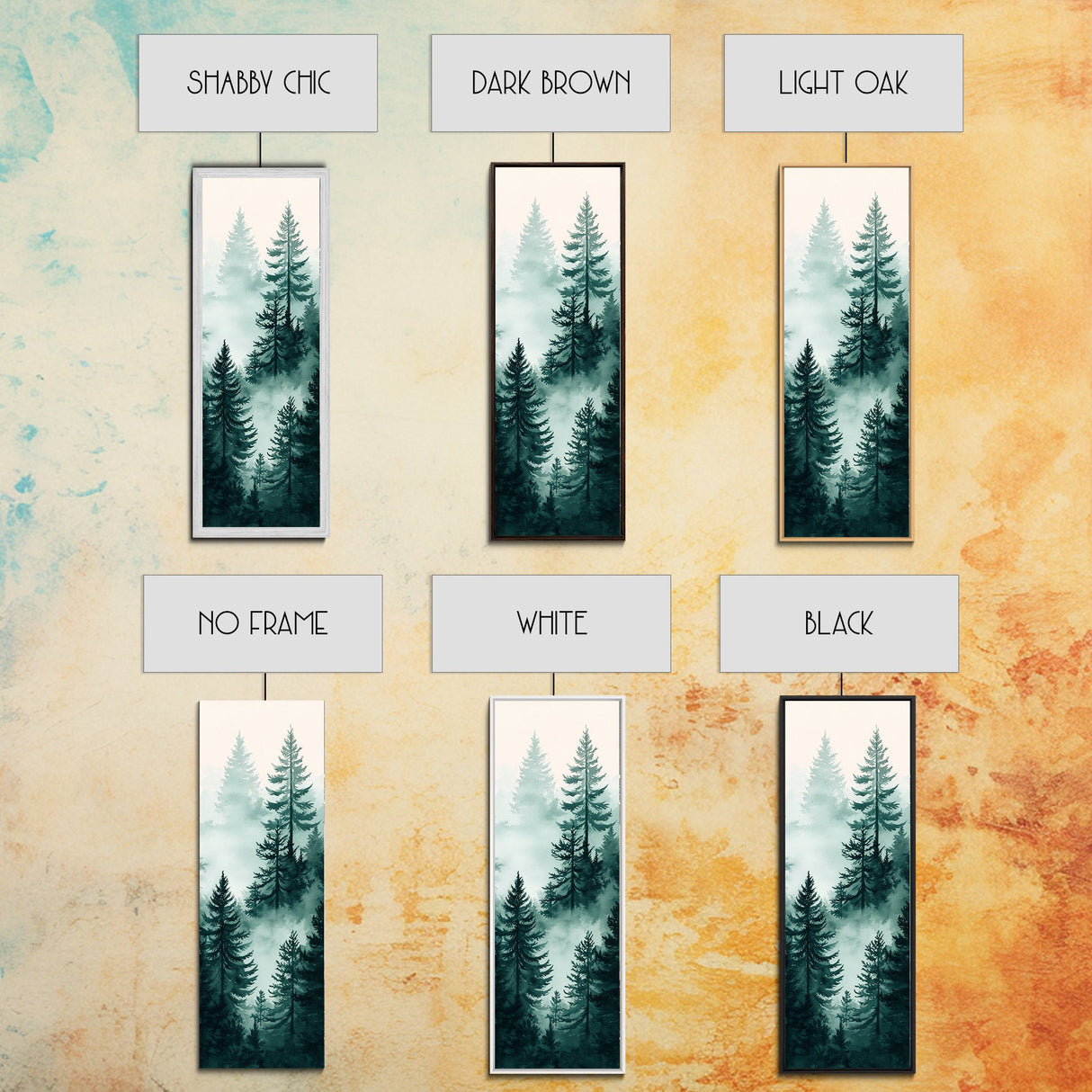 Misty Pine Forest Canvas Print Rustic Wall Art Sage Green Wall Art Bedroom or Living Room Forest Landscape Wabi Sabi Piece