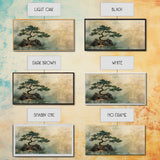 Japanese Pine Tree Art Framed Canvas Print Wabi Sabi Art Minimalist Artwork Rustic Decor Zen Wall Art Living Room Above Sofa Art