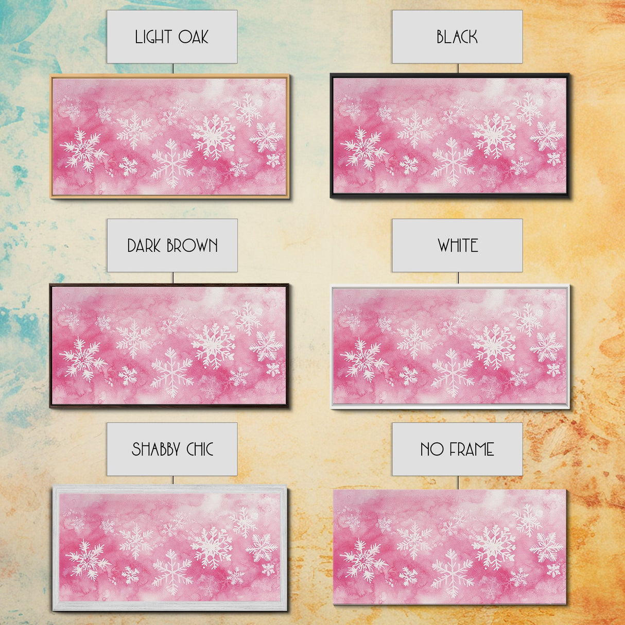 Snowflake Christmas Canvas Print, Winter Wonderland Art, Light Pink Wall Decor, Festive Holiday Artwork, Cozy Seasonal Charm Gift
