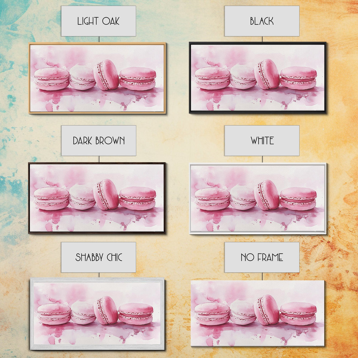 French Macaron Canvas Print | Pink Kitchen Wall Art | Food Inspired Artwork | Framed Pastel Dessert Art | Unique Dining Room Decor