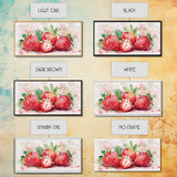 Strawberry Still Life Canvas Print - Bright Red Fruit Rustic Kitchen Art Food Review Artwork Light Pink Wall Art Rustic Decor