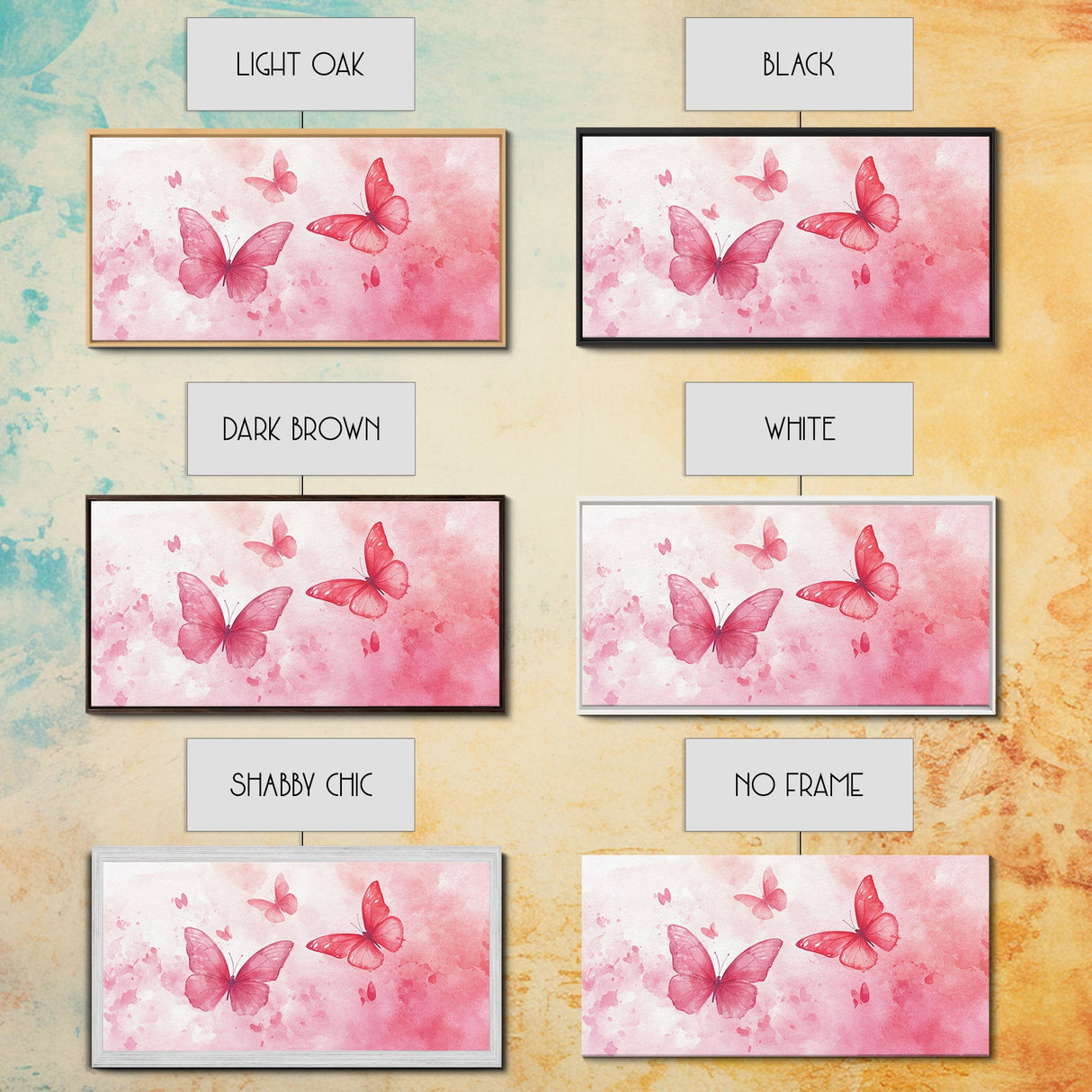 Pink Butterflies Canvas Print, Whimsical Art, Light Pink Wall Art, Feminine and Romantic Decor, Bedroom or Living Room Gift Idea