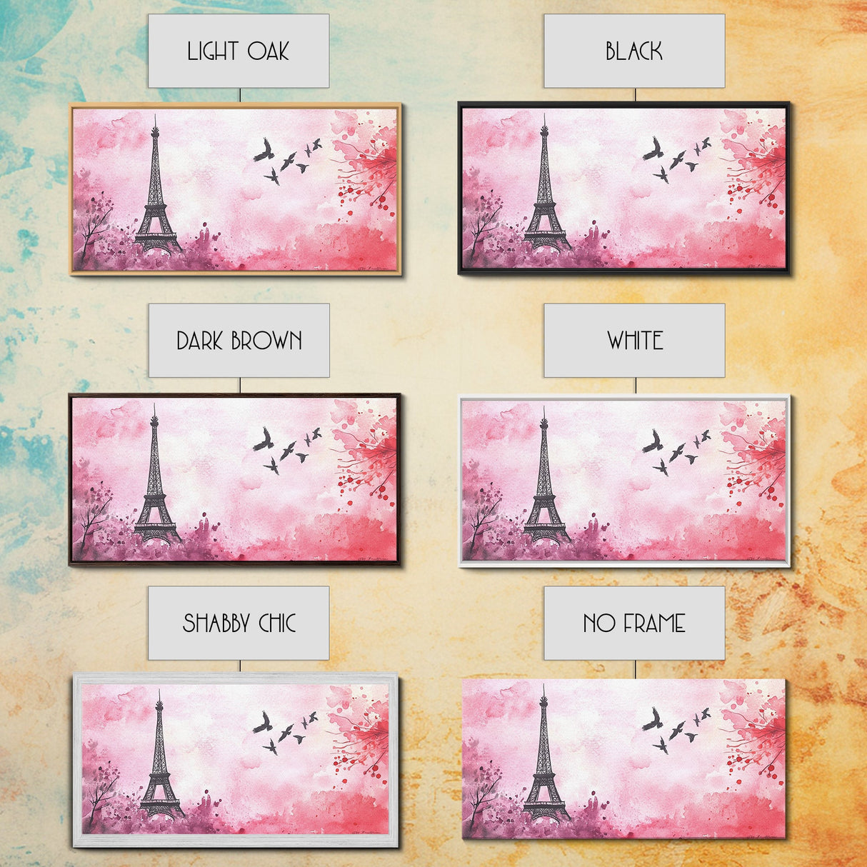Eiffel Tower and Birds Canvas Print, Parisian Skyline Painting, Romantic Pink Wall Art, Whimsical French Decor, Guest Room Art