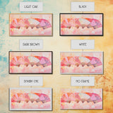 Fan Arrangement Canvas Print | Moroccan Wall Art, Chinoiserie Wall Art, Wabi Sabi Art, Light Pink Decor, Extra Wide Wall Art, Above Sofa Art