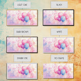 Balloon Cluster Canvas Print | Whimsical Art, Light Pink and Blue Wall Art, Birthday Decor, Pastel Wall Art, Playroom Art, Living Room Decor