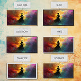 Woman Silhouette Sunset Canvas Print, Goddess Art Print, Romance Painting, Moody Woman Art, Bedroom Art, Fall Art, Vertical Wall Art