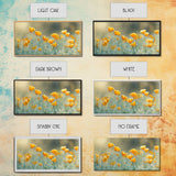 Golden Poppy Floral Canvas Print California Wildflower Art Botanical Wall Decor Rustic Style Extra Wide Horizontal Landscape Art