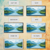 Blue Landscape Framed Canvas Print, Smoky Mountain Art Above Sofa Decor, Coastal Painting Gift Idea Living Room Horizontal Wall Art