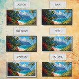Lush Hawaiian Coast Canvas Print Coastal Painting Nautical Wall Art Panoramic Art Tropical Landscape Art Above Bed Wall Art Gift Idea