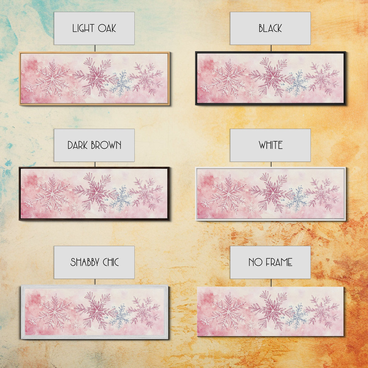 Hand-Painted Snowflake Art Canvas Print, Christmas Rustic Winter Wall Decor, Light Pink Abstract Artwork, Cozy Living Room Art Gift