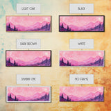 Mountain Landscape Art Framed Canvas Print in Light Pink Hues with Starry Sky, Bedroom or Living Room Artwork, Rustic Decor Painting