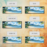 Serene Coastal Landscape Framed Canvas Print - Vibrant Hawaii Art, Nautical Beach Wall Decor, Panoramic Ocean Painting, Living Room Art