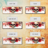 Vibrant Skull Art Framed Canvas Print, Dark Angels Wall Art with Floral Design, Skull and Rose Painting, Gothic Floral Home Decor, Boho Wall Art