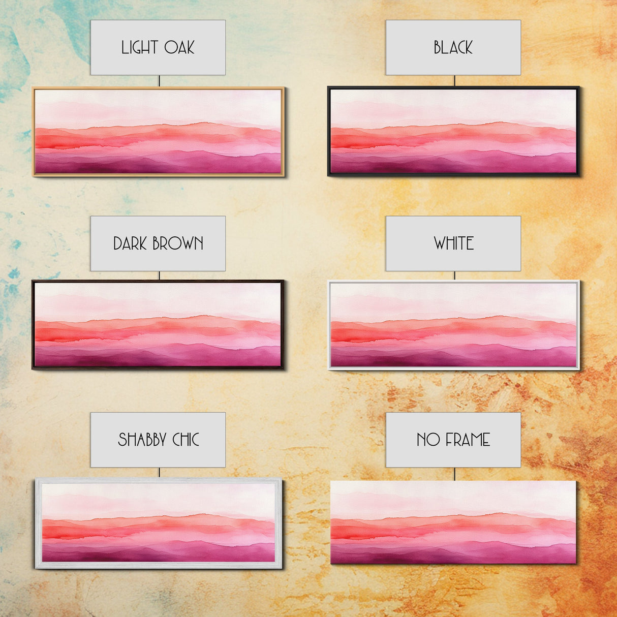 Horizontal Canvas Print Abstract Pink Landscape Extra Wide Moody Art Minimalist Wabi Sabi Bedroom Wall Decor Living Room Pastel