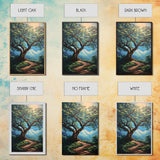 Majestic Oak Tree Framed Canvas Print – Oak Tree Art, Rustic Landscape Painting, Above Sofa Wall Art, Wabi Sabi Living Room Decor