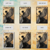 Golden Angel Wings Framed Canvas Print Dark Angel Wall Art Moody Gothic Artwork Gold Abstract Print Rustic Wall Decor Gift Idea