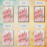 Elegant watercolor crowns and roses painting, framed canvas print, rose painting, goddess art print, chic pink wall art for living room