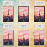 Eiffel Tower Sunset Framed Canvas Print Paris Landscape Painting French Cityscape Wall Art Bedroom Decor Romantic Gift Pink Orange Art
