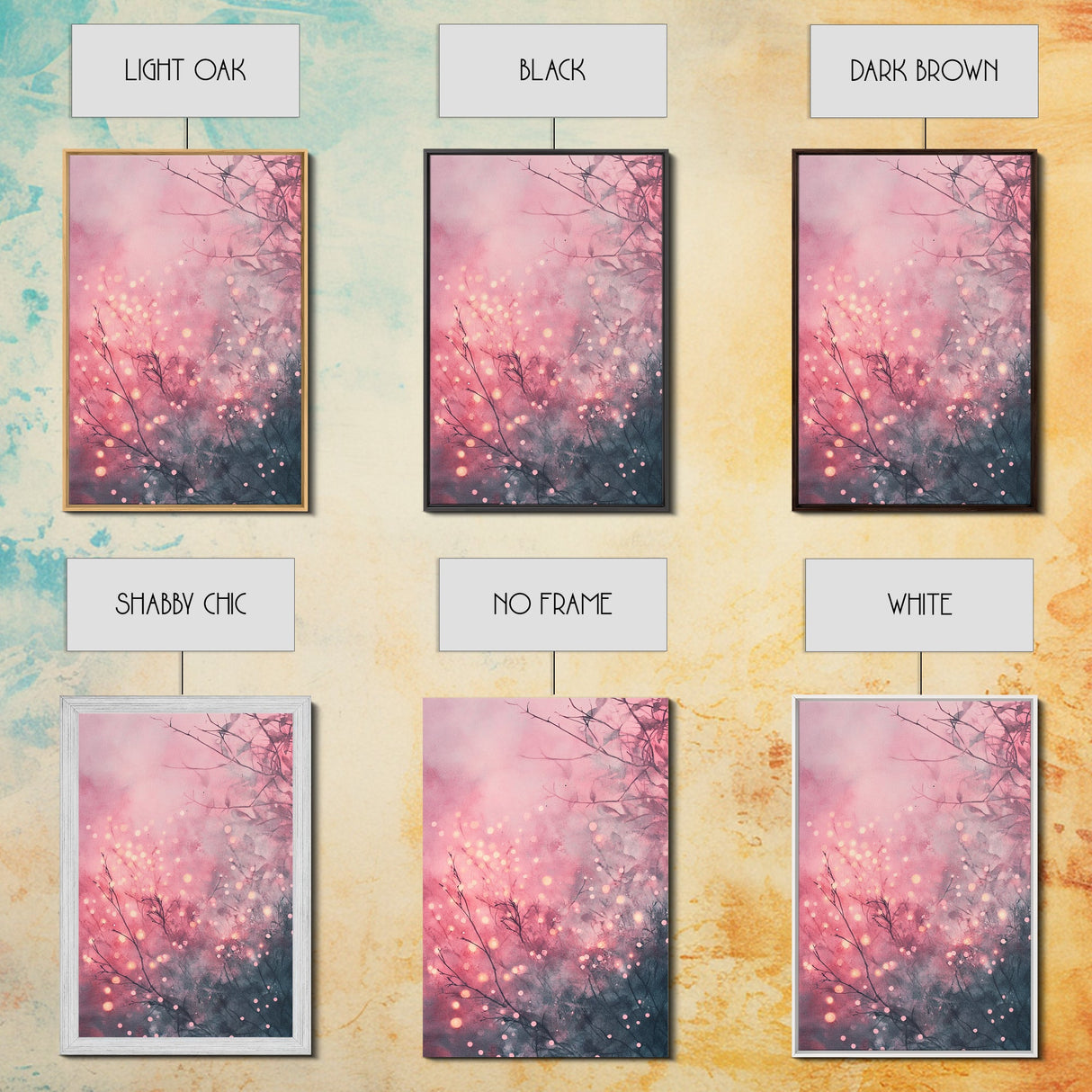 Soft Pink Glow Framed Canvas Print | Cherry Blossom Painting | Light Pink Wall Art | Wabi Sabi Art | Above Sofa Decor | Living Room Art