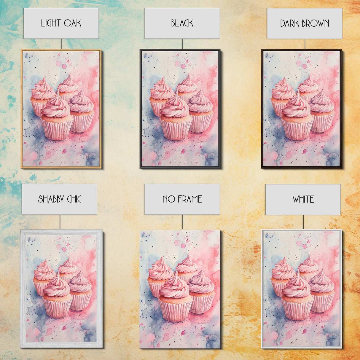 Pink frosted cupcake painting on framed canvas print, whimsical art, food review kitchen art, living room art, guest room decor