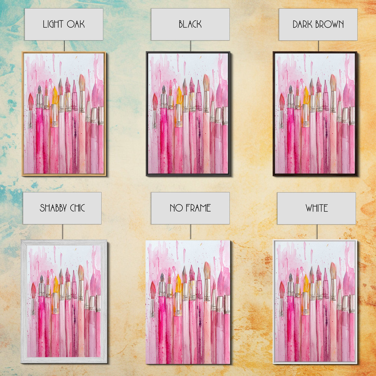 Painterly Brushes Canvas Print Pink Abstract Art Whimsical Art Rustic Decor Minimalist Dorm Wall Art Gift Idea Art Nouveau