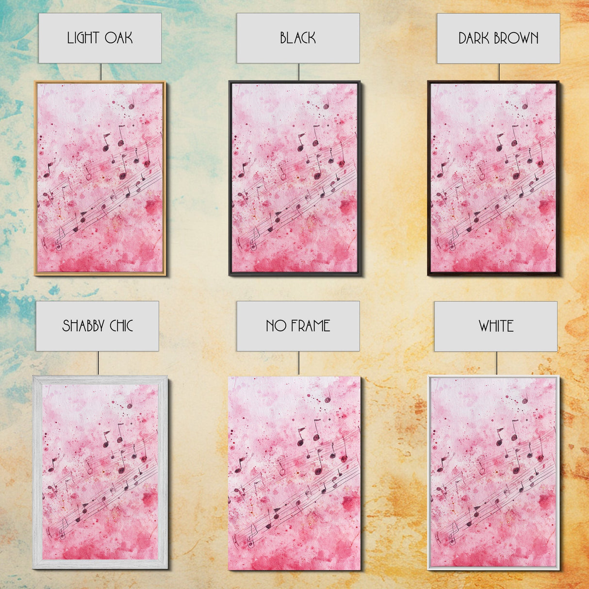 Pink Musical Notes Canvas Print, Whimsical Art, Music Lover Gift, Pink Wall Art for Dorm, Light Pink Wall Art, Artistic Decor, Living Room Art