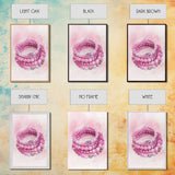 Pink Gemstone Bracelet Painting Framed Canvas Print, Whimsical Jewelry Art Light Pink Decor, Feminine Bedroom or Gift Aesthetic