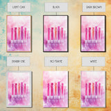 Vibrant lipstick art bold feminine wall decor framed canvas print perfect bedroom or guest room boho aesthetic rustic glam style gift
