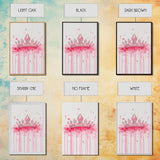 Pink Crown Canvas Print Framed Royal Aesthetic Art Whimsical Wall Art Light Pink Accent Bedroom or Living Room Rustic Decor Gift