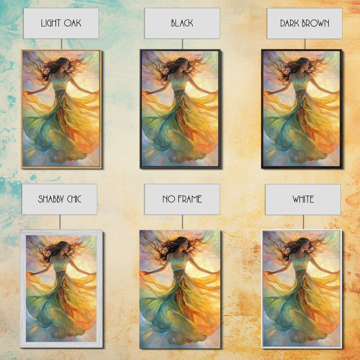 Enchanting Dancing Light Woman Canvas Print, Whimsical Art Adding Elegant Vibes to Living Room or Extra Wide Horizontal Wall Art