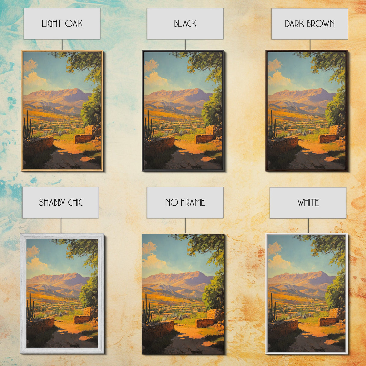Rustic Mountain Landscape Framed Canvas Print Southwest Wall Art Above Sofa Rustic Decor Gift Idea Living Room Art Landscape Painting