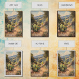 Cactus Bloom Framed Canvas Print Rustic Wall Art Living Room Decor Farmhouse Wall Art Original Painting Gift Idea Landscape Art