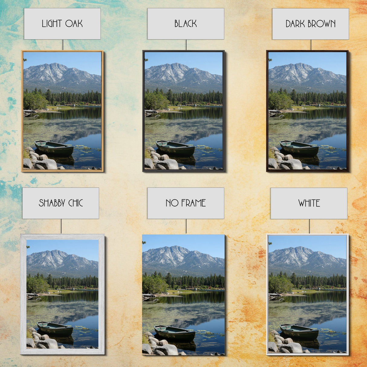Mountain Reflections Framed Canvas Print Lake Tahoe Art Nautical Wall Art Rustic Decor Farmhouse Wall Art Living Room Art Landscape Painting